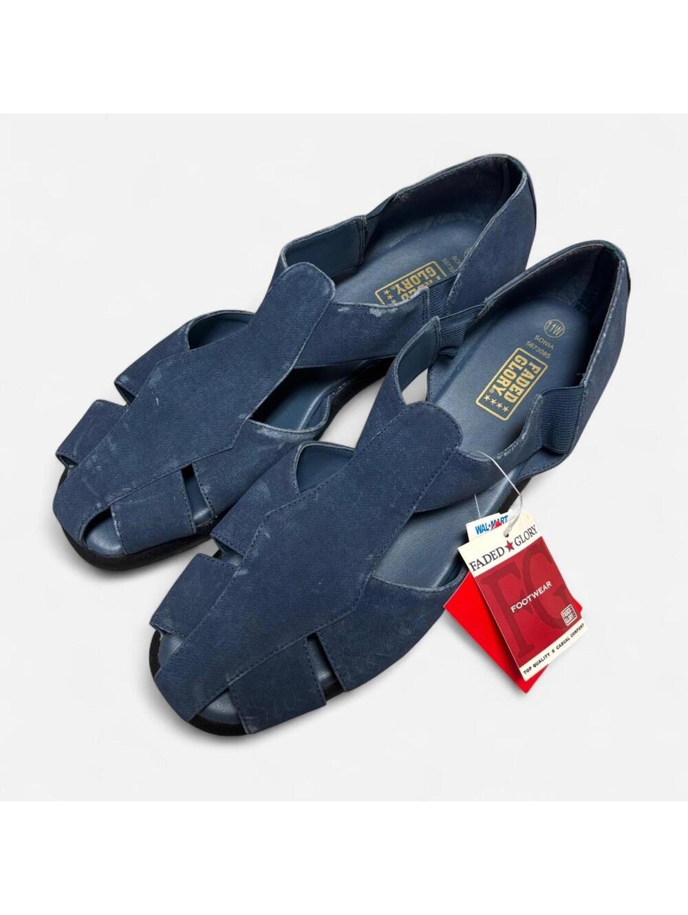 Faded Glory Vintage NWT Denim Blue Fisherman Sandals